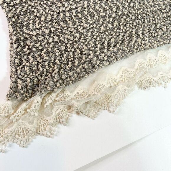 Ryu Top Women's Medium Long Sleeve Knit Wool Blend Lace Trim Stretchy fall - Picture 2 of 10